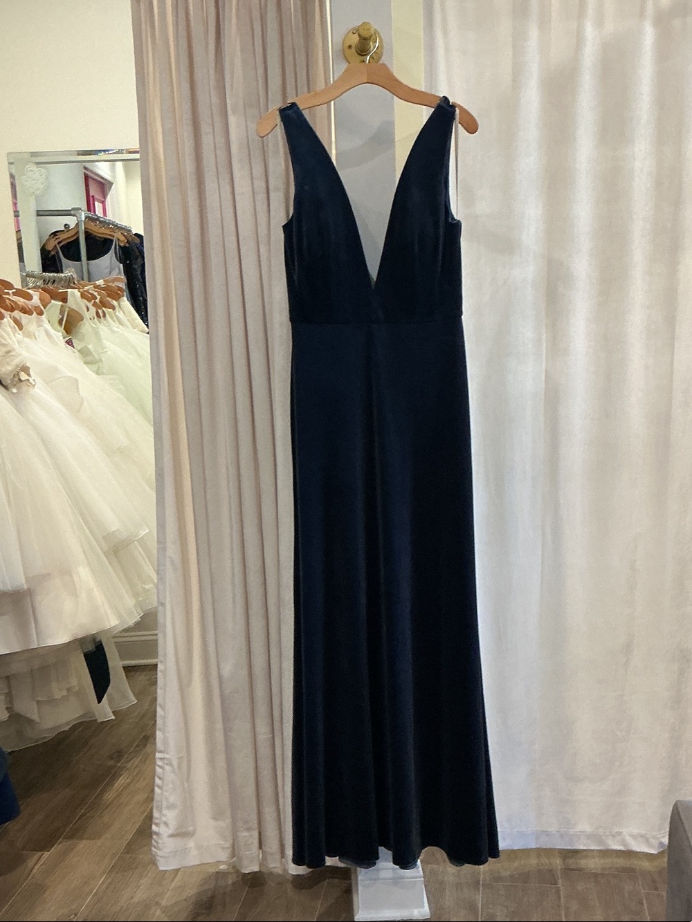 Elegant Deep V Black Velvet Evening Dress